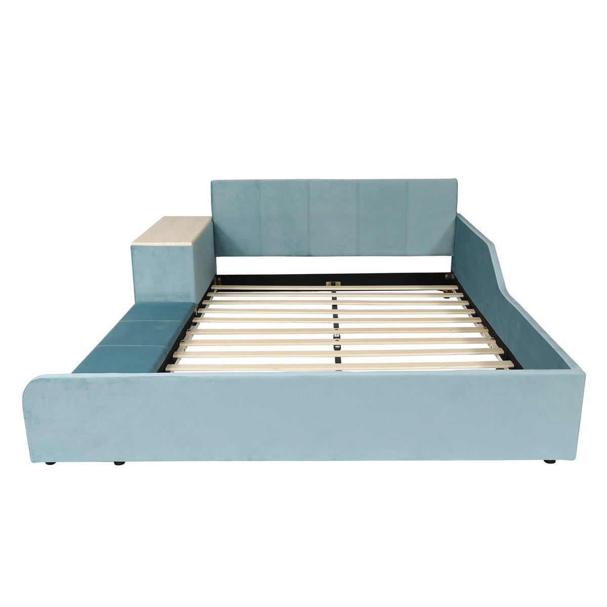 KINDERBETT 140/200 cm DE-02193, in Blau, mit Schreibtisch und Hocker - Blau, Holzwerkstoff (140/200cm) - ComfortXL