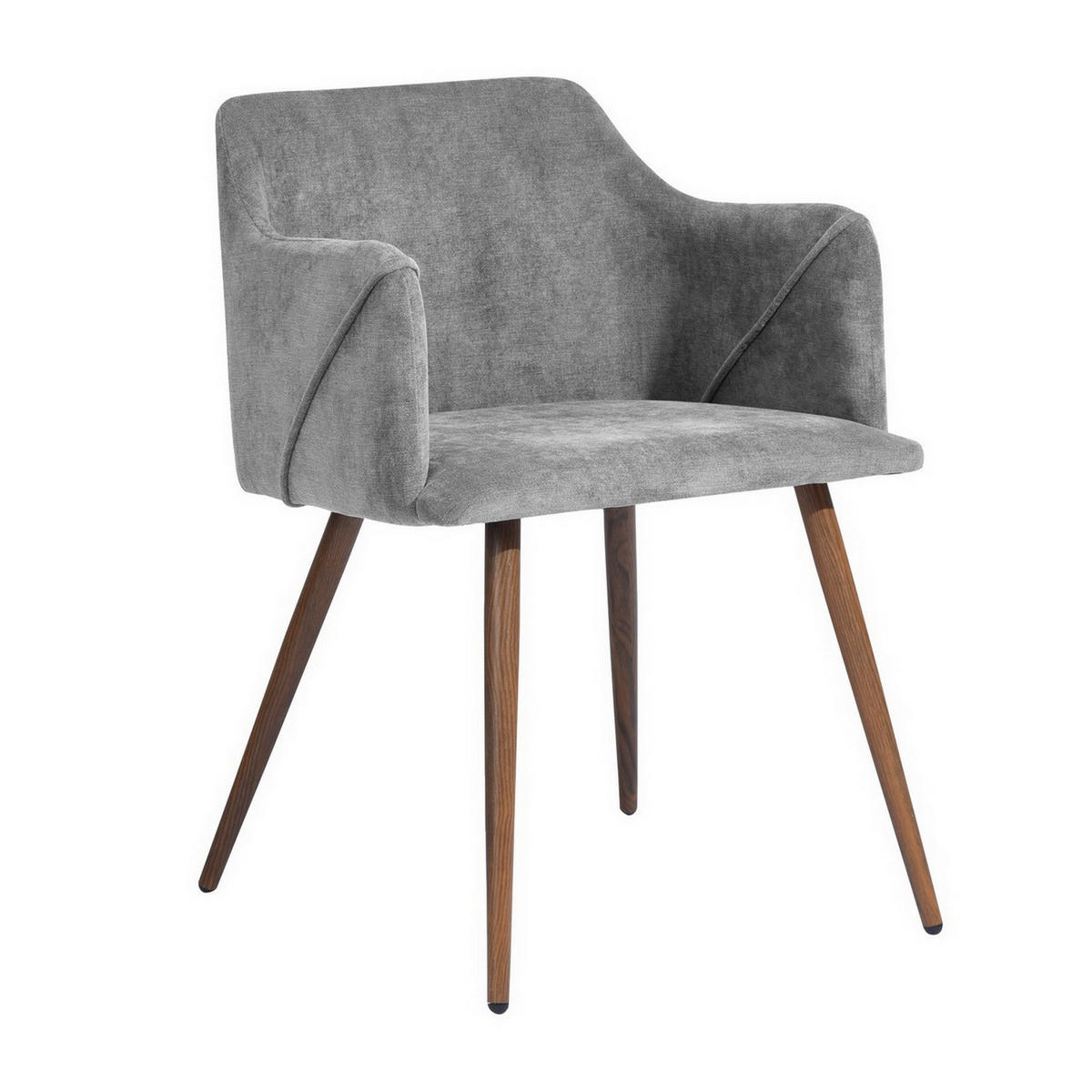 ARMLEHNSTUHL-SET 2 Stück in Stoff Metallbeine - Grau/Akaziefarben, Holzwerkstoff/Textil (54/75/53cm) - Urban Meuble