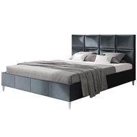 POLSTERBETT LUX Roma mit Kopfteil, 160 x 200 cm, Doppelbett mit Lattenrost aus Holz, Velourstoff Dunkelgrau, Füße in Farbe: Weiß - Dunkelgrau, Holz/Textil (160/200cm) - Alpi-Möbel