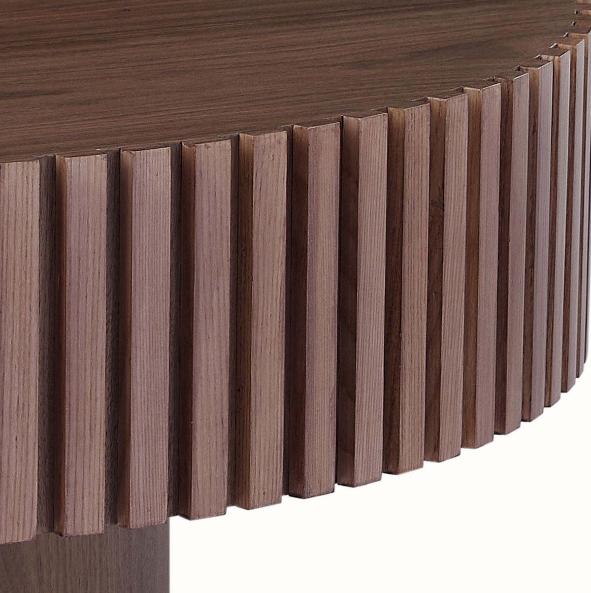 COUCHTISCH 87/87/25 cm rund aus MDF mit Rillendetail und pflegeleichter Oberfläche, Walnuss - Walnussfarben, Holzwerkstoff (80/80/35cm) - Redom