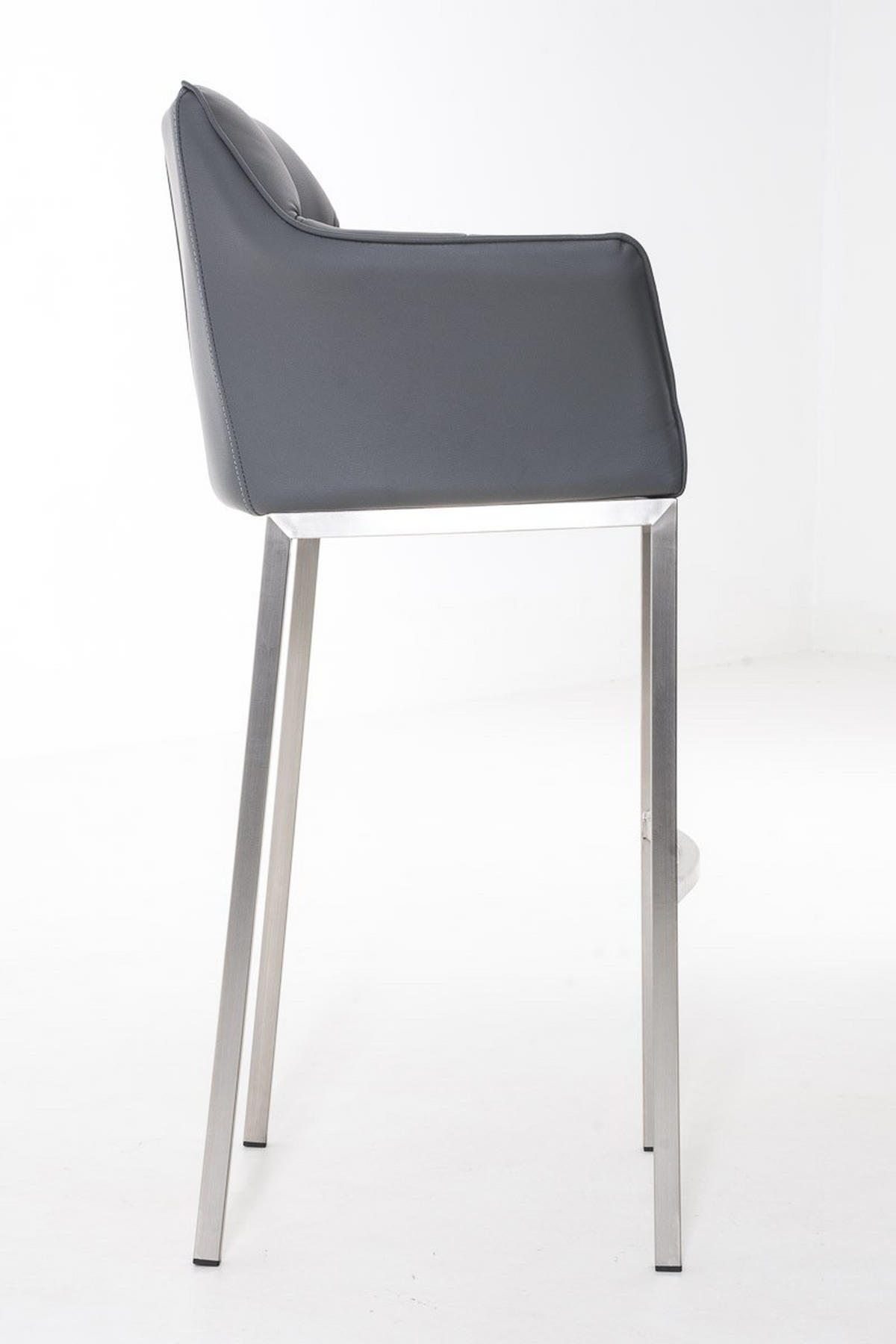 BARHOCKER Damaso 110x64x48 cm grau - Grau, Leder (64/110/48cm) - furnicato