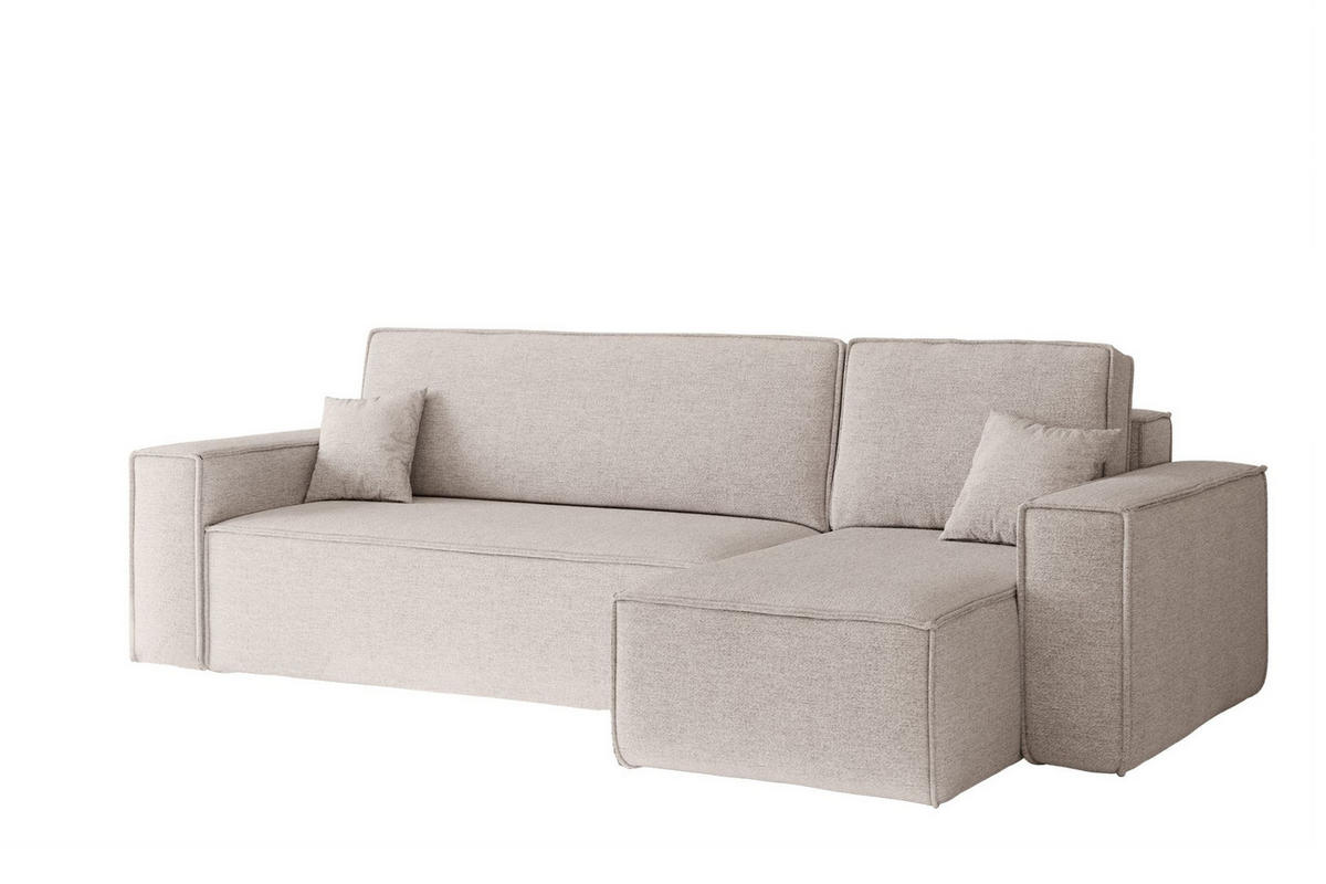 ECKSOFA, Best L-Form, Stoff Neve, Beige, Rechts - Beige, Holz (244/142cm) - Kaiser Möbel