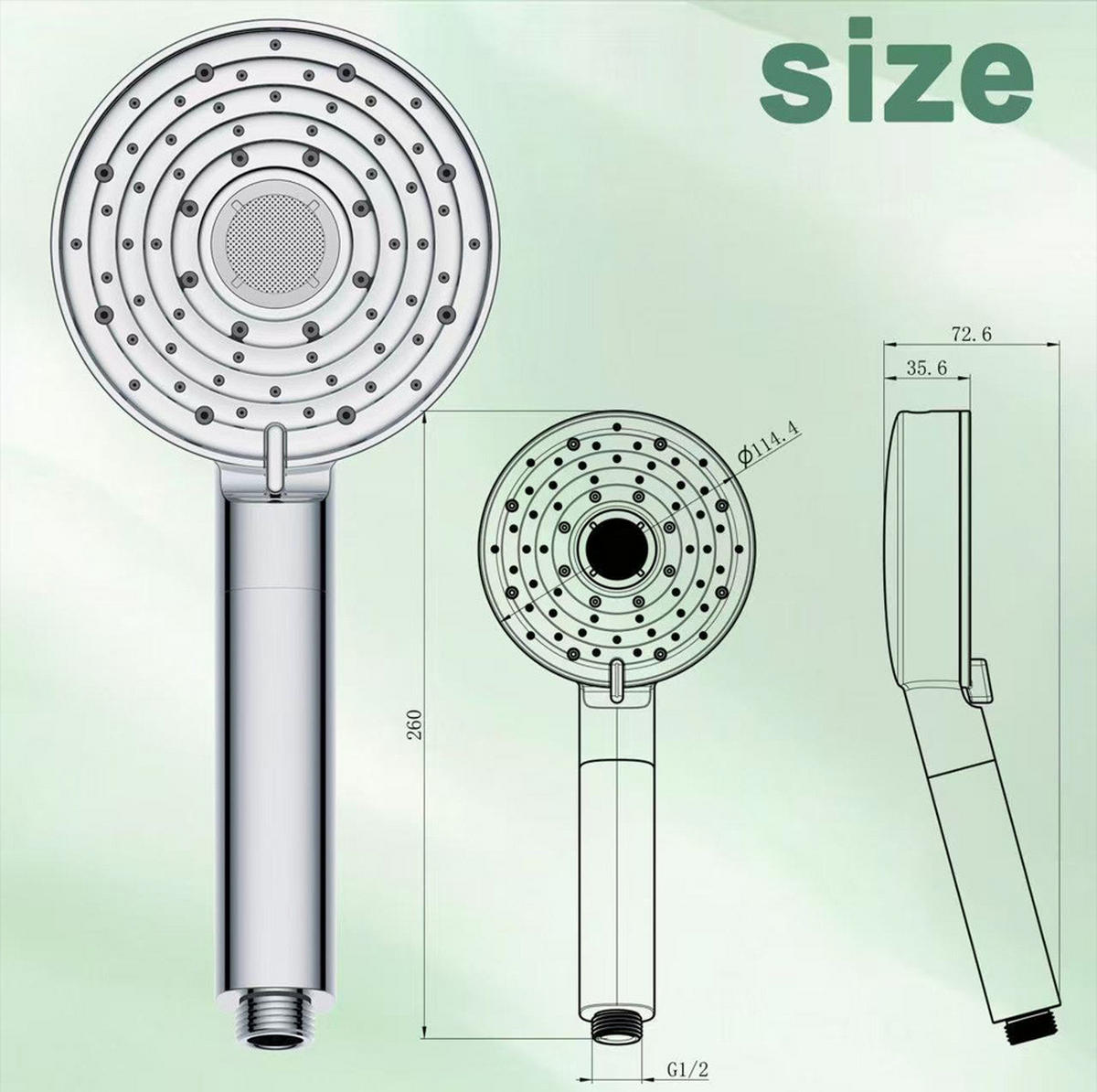 DUSCHKOPF – silber – 10 Modi - Silberfarben, Kunststoff (28cm)