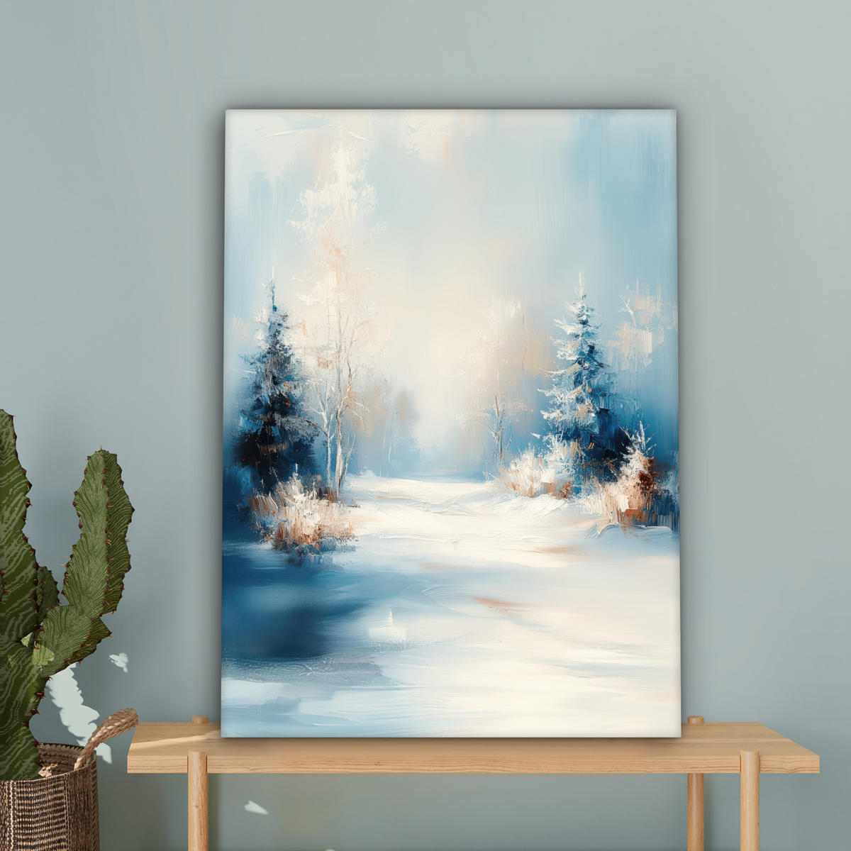 LEINWANDBILD Wald - Winter - Natur - Abstrakt - Schnee 60x80 cm - Weiß, Textil (60/80cm) - MuchoWow