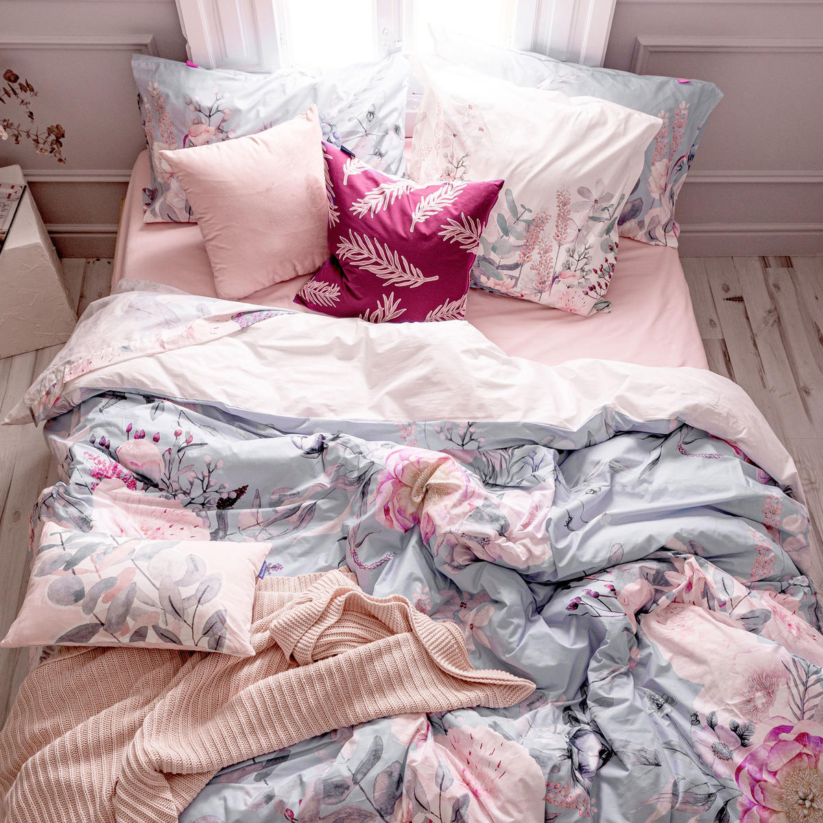 BETTBEZUG soft bouquet 200x200 cm (komfortgrösse) mehrfarbig - Multicolor, Textil (200/200cm) - Happy Friday