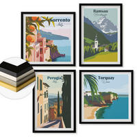 WANDBILDER 4er-Set - 50x50 cm & 40x60 cm Schwarzer Rahmen - Berglandschaften und Städte - Schwarz, Kunststoff (50/50cm) - ArtPrintCave