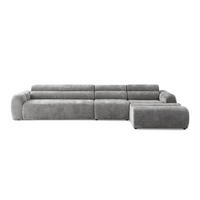 5-SITZER modulares Ecksofa VEER SET 2 Rechts, 175x379 cm, Chenille Webstoff Grau - Schwarz/Grau, Holz/Kunststoff (175/379cm) - Muffo