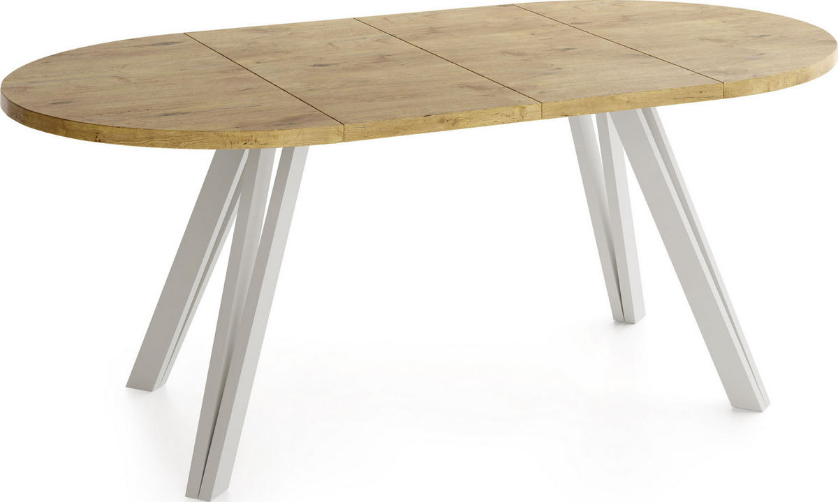 ESSTISCH Ravero runder ausziehbarer, Eiche Hell Braun 100-180/100/77 cm - Kaschmir/Eichefarben, Holz/Holzwerkstoff (100/100/77cm) - WFL GROUP