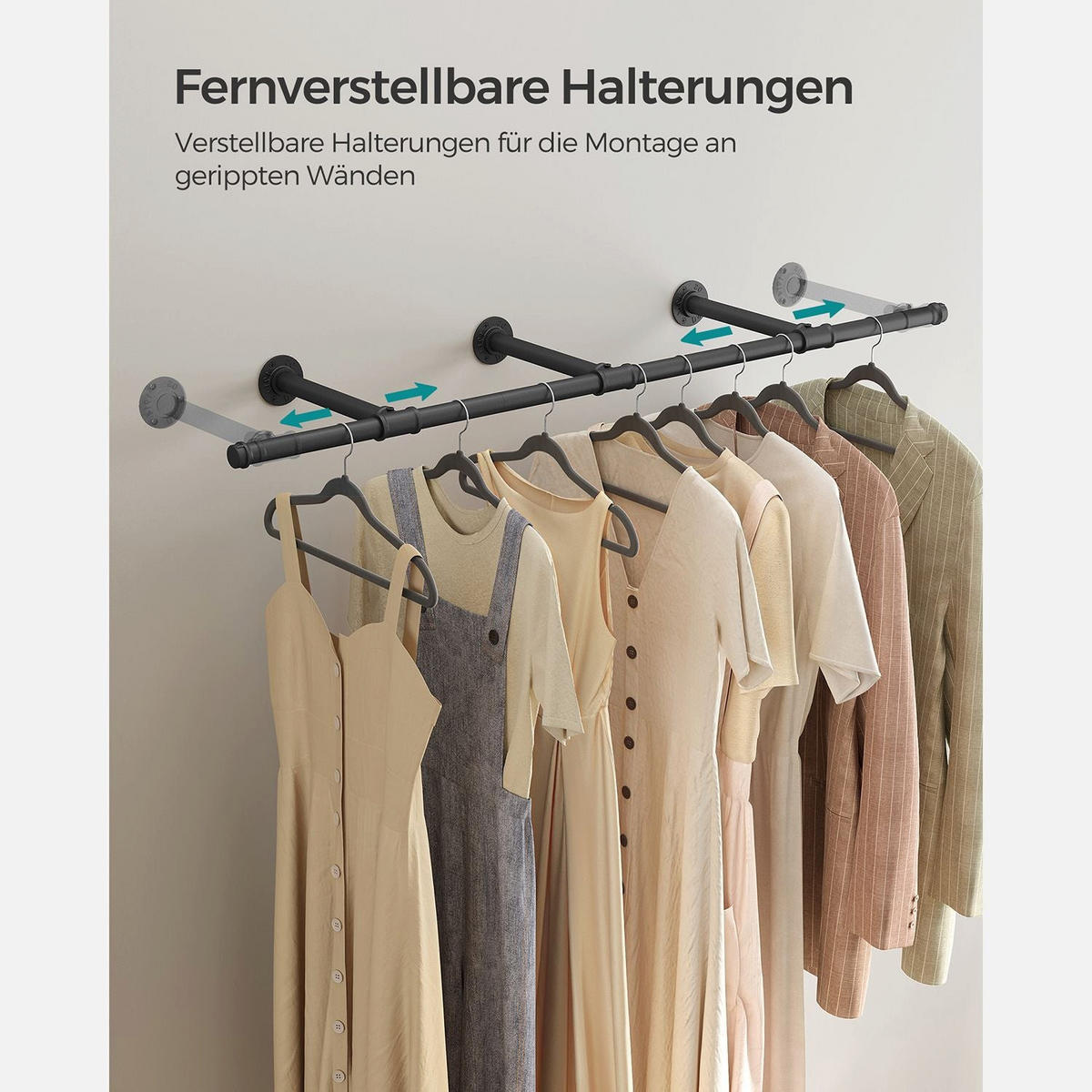 KLEIDERSTANGE KAMPALA - Schwarz, Metall (170/7/30.4cm) - Hansiro