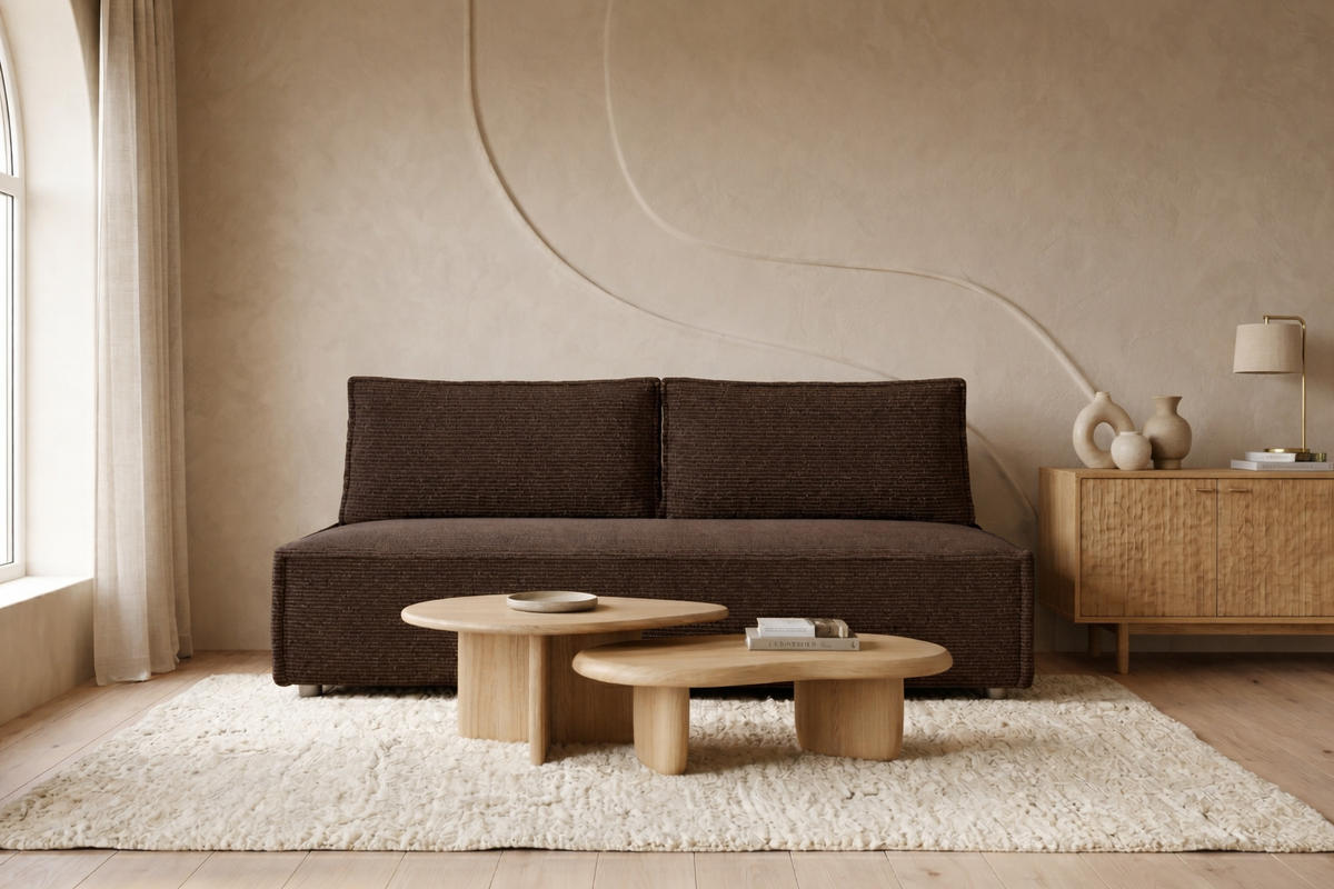 SCHLAFSOFA Mit Bettkasten DUO, Stoff Poso, Braun - Braun, Holz (198/89/90cm) - Kaiser Möbel