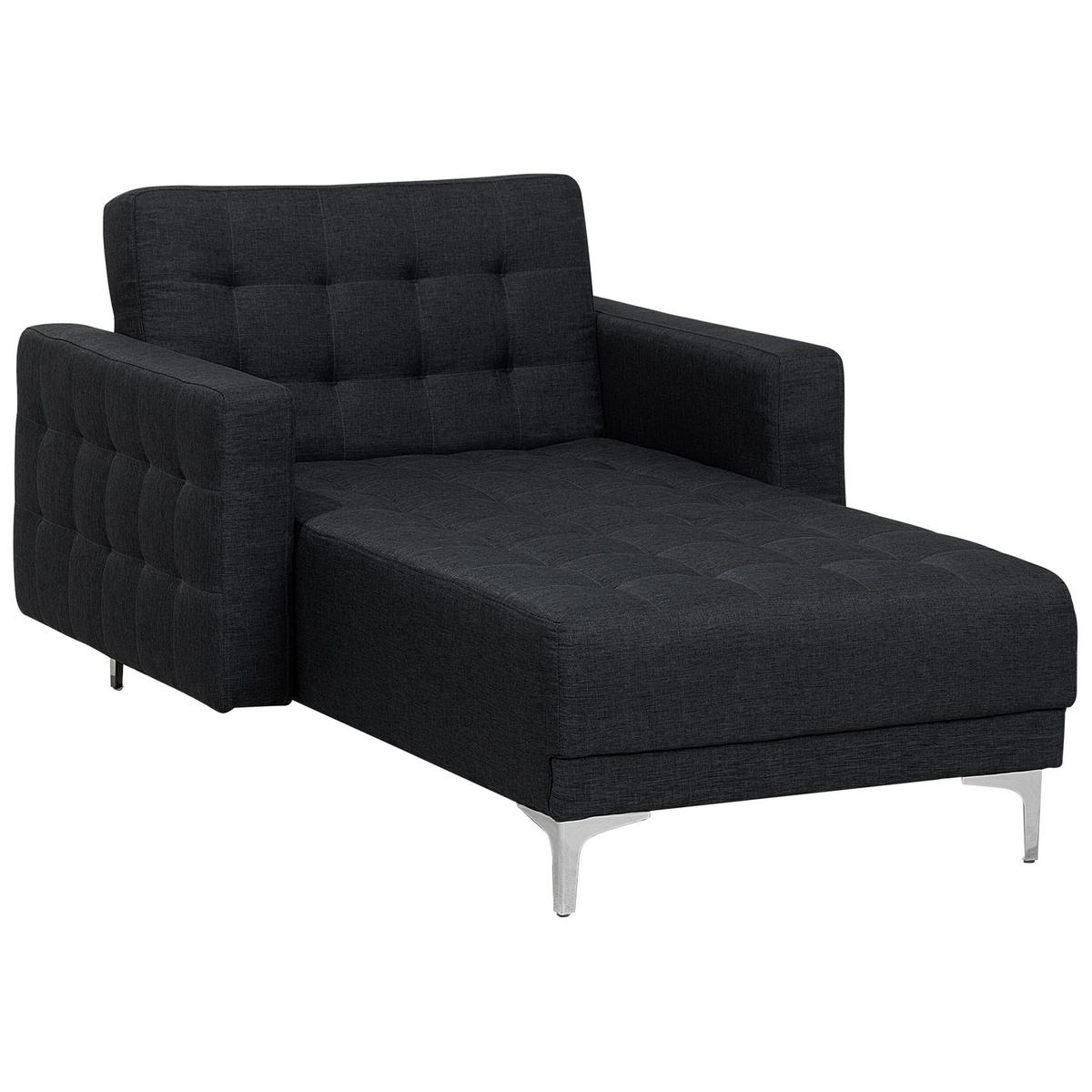 CHAISELONGUE Polsterbezug graphitgrau/silber Aberdeen - Silberfarben/Graphitfarben, Textil (107/83/168cm) - Beliani