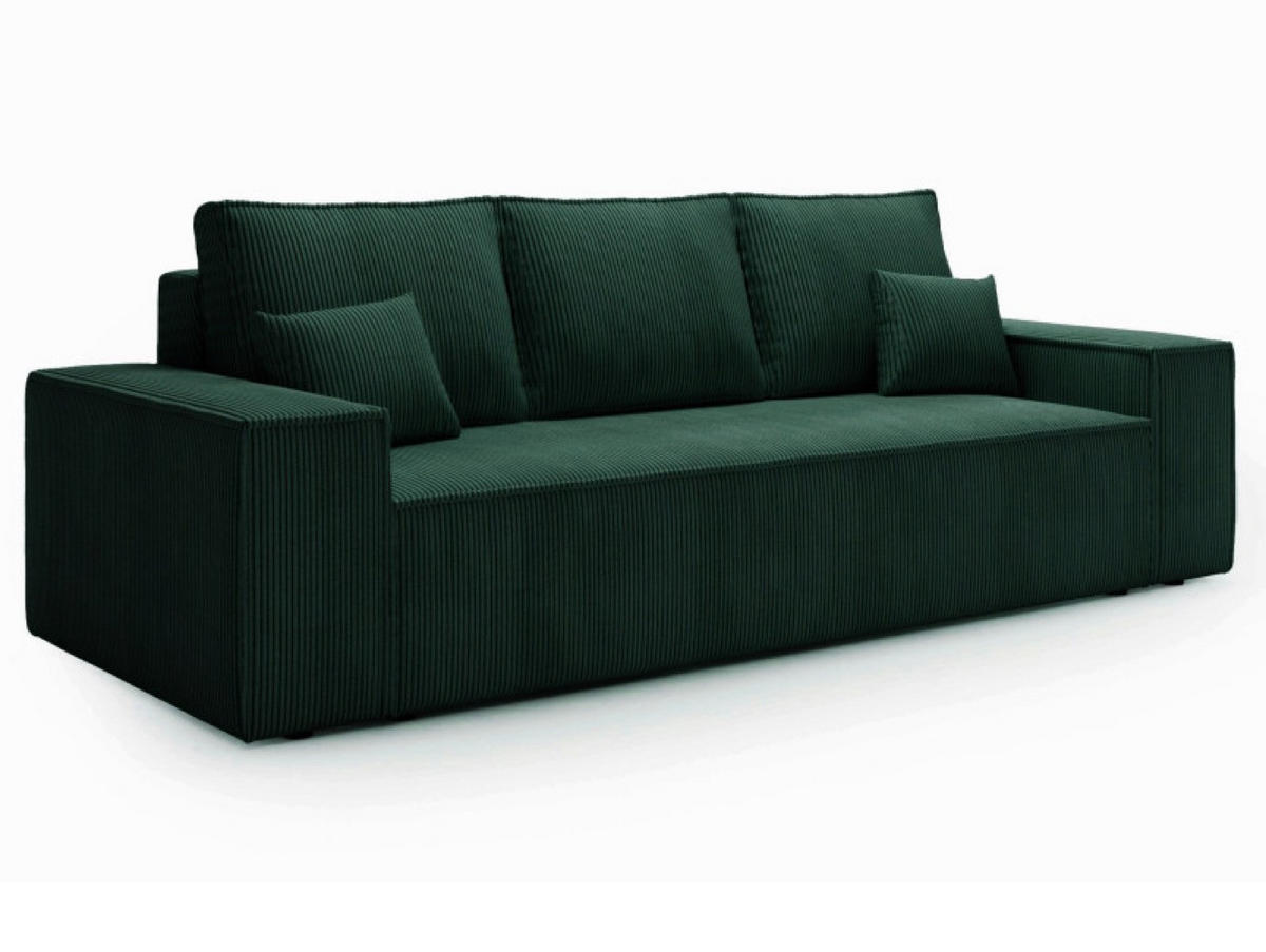 SOFA Grün AGA Ausziehbar Sztruks - Grün, Textil (256/94/97cm) - Sepro Meble