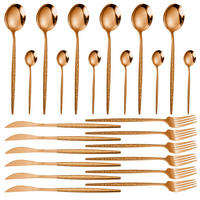 BESTECK-SET, 24 Stück, 6 Pers., rostfrei - Schwarz, Metall