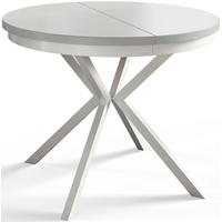 ESSZIMMERTISCH BERGO, ausziehbarer Tisch 100 cm/180 cm, Farbe: Weiß, mit Metallbeinen in Farbe Weiß - Weiß, Holzwerkstoff (100/100/76cm) - Alpi-Möbel