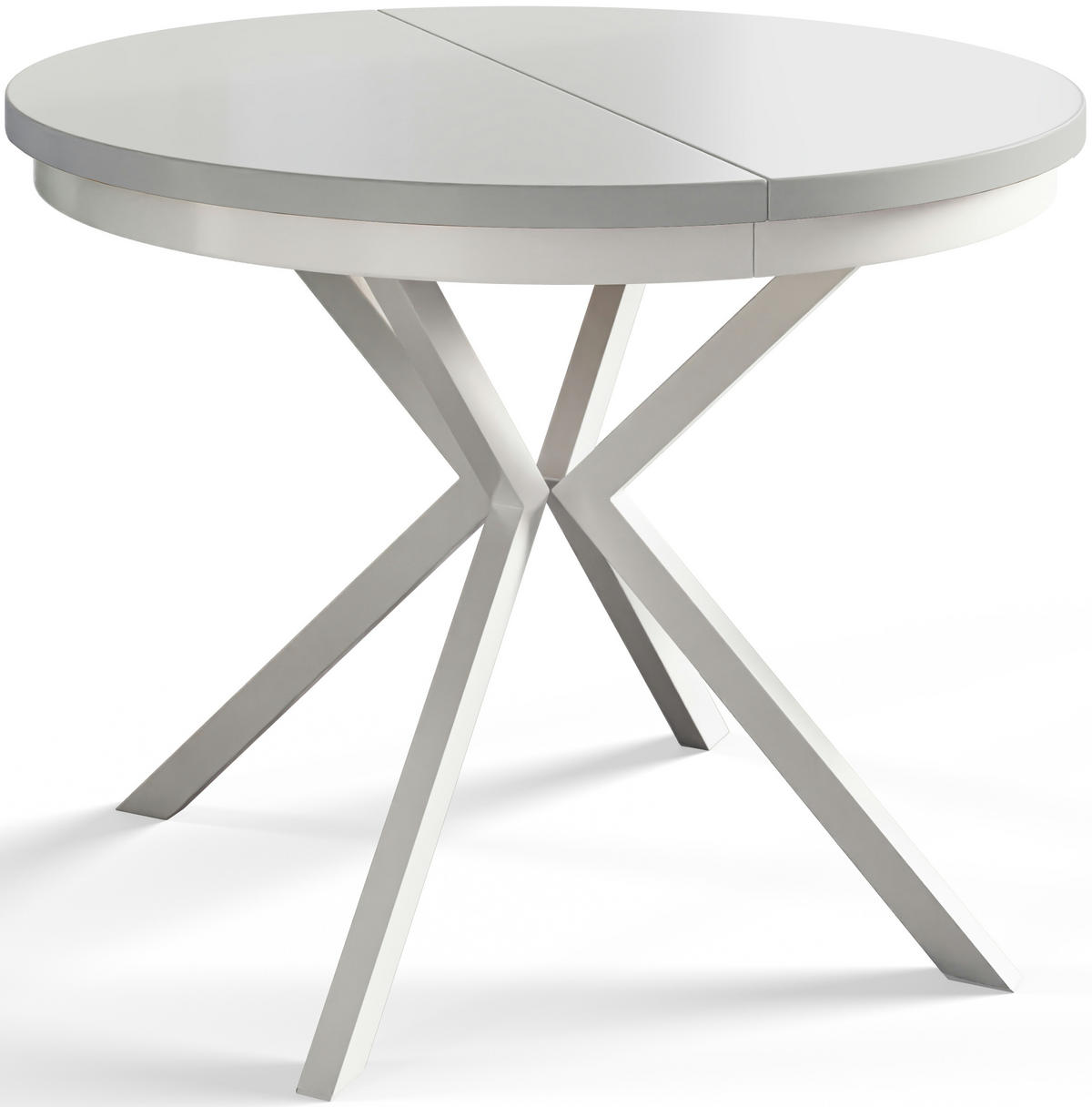 ESSZIMMERTISCH BERGO, ausziehbarer Tisch 100 cm/180 cm, Farbe: Weiß, mit Metallbeinen in Farbe Weiß - Weiß, Holzwerkstoff (100/100/76cm) - Alpi-Möbel
