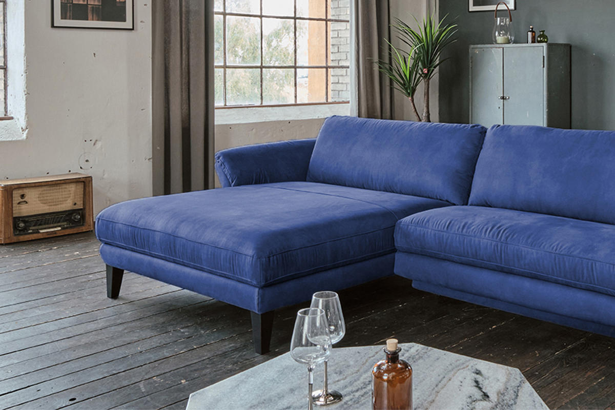 ECKSOFA MIT MOTORISCHER RELAXFUNKTION MALTA Blau Webstoff - Blau/Schwarz, Buchenholz/Textil (302/175cm) - KAWOLA