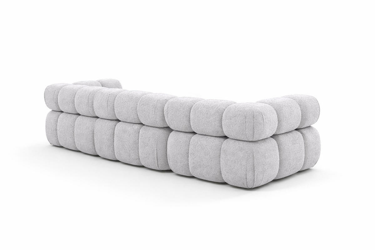 COUCH, 3-Sitzer Modular, Bouclé-Stoff Abriamo, Hellgrau, Selia - Hellgrau, Holz (285/70/95cm) - Kaiser Möbel