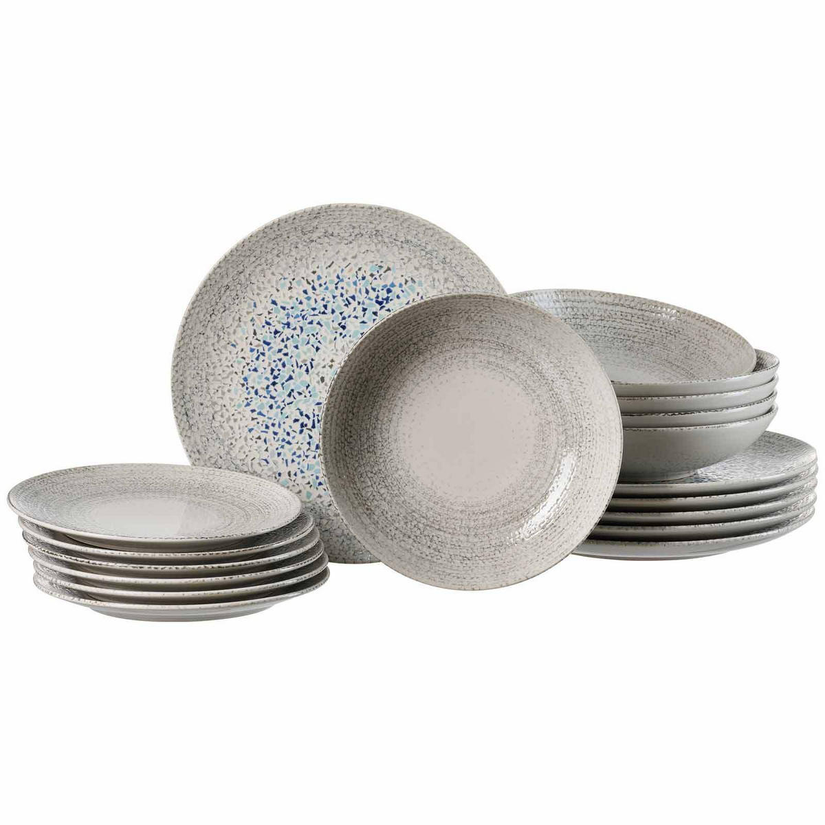 TELLER-SET Rimini grau 18er Set - Grau, Keramik (1/1/1cm) - Ritzenhoff Breker