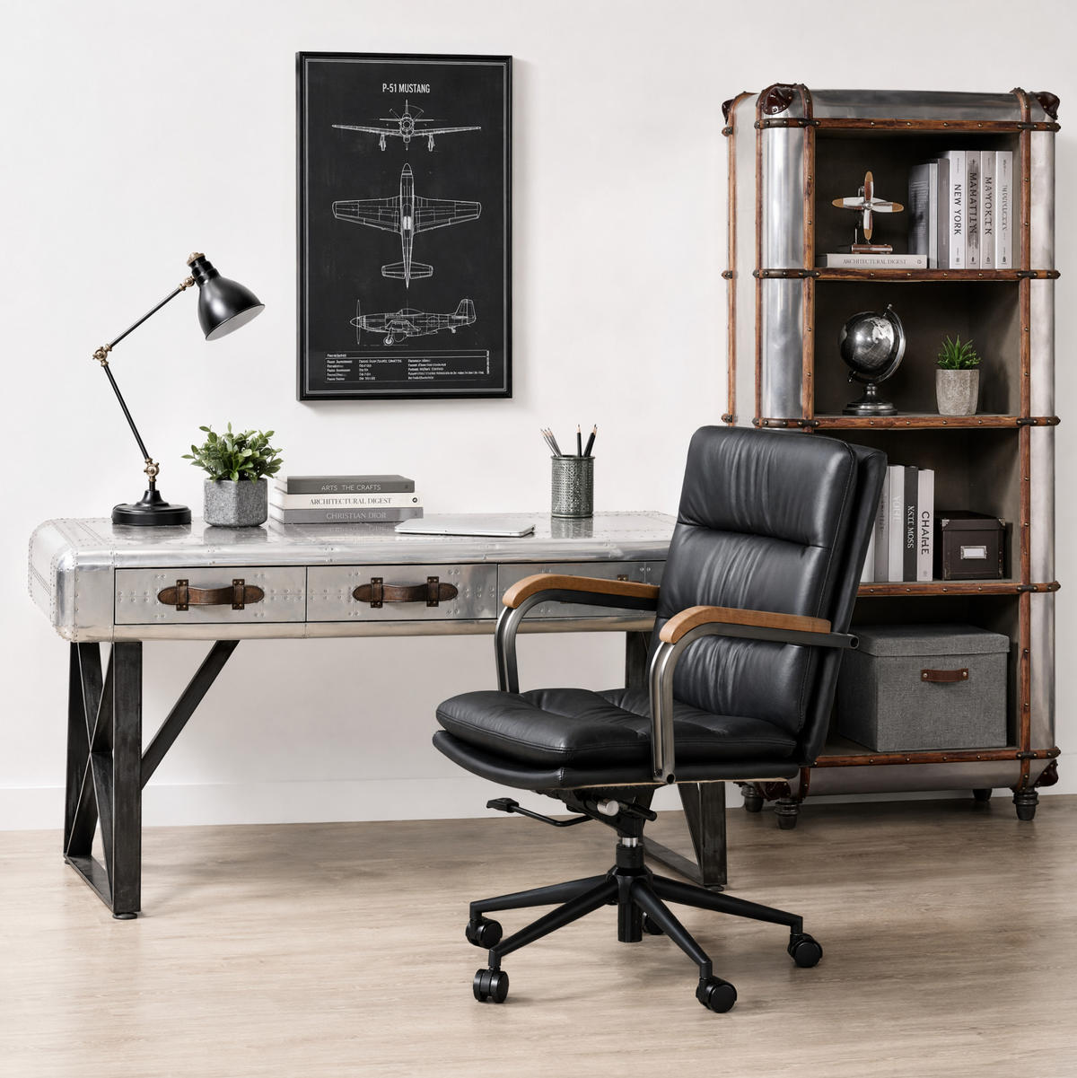 BÜROSTUHL in Schwarz 59x73x87 cm aus Leder mit Höhenverstellung und Drehfunktion - Schwarz, Leder (73/87/59cm) - IVMEU