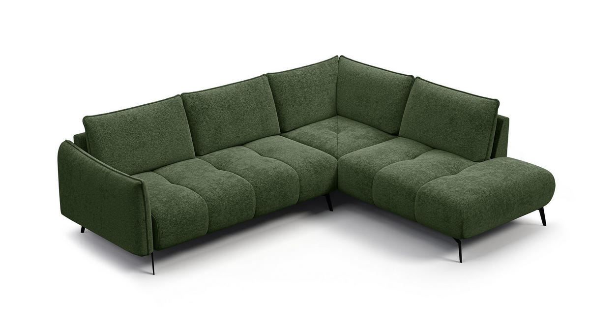 ECKSOFA AERA 5-Sitzer rechts, dunkelgrün - Dunkelgrün/Schwarz, Holz/Textil (268/206cm) - Courtois Laville
