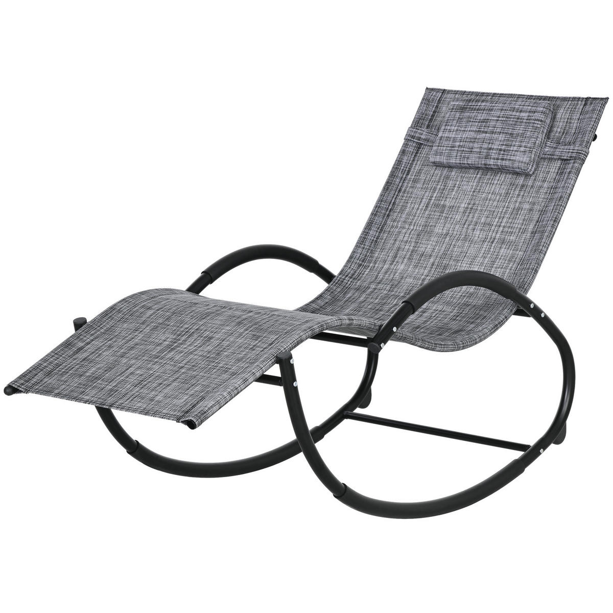 GARTENSCHAUKELSTUHL DE-15274 mit Kopfstütze Grau meliert - Grau, Metall (154.94/223.52/393.7cm) - ComfortXL