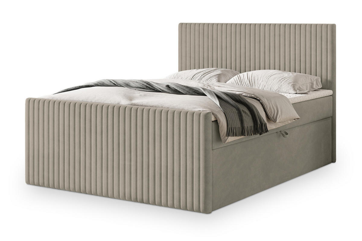 POSTEL BOXSPRING TERVAN 160x200 cm, s matrací a úložným prostorem, béžová - béžová, kompozitní dřevo/textil (160/200cm) - MASSENO
