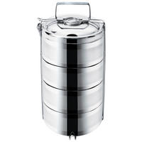 THERMISCHE LUNCHBOX aus Stahl 4-stöckig 4 x 1,1 l - Silberfarben, Metall (16/36/16cm) - Orion 