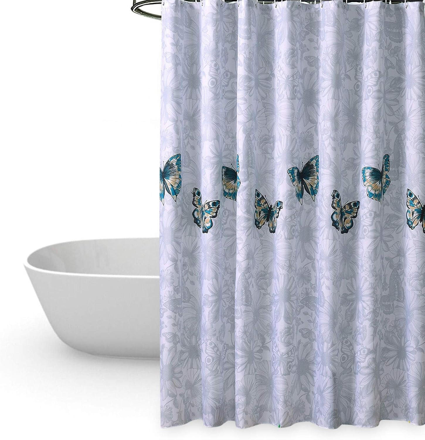 DUSCHVORHANG Polyester 180 x 180 cm wasserdicht schimmelresistent antibakteriell geruchlos mit Haken Badewanne Badezimmer - Weiß, Textil (180/180cm) - MCBOSON