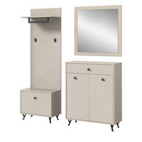 GARDEROBE Set 4-teilig Sand matt 155 cm, Garderobenkombination mit Fräsungen - Sandfarben/Beige, Glas/Holzwerkstoff (155/190/35cm) - Inn.Furn