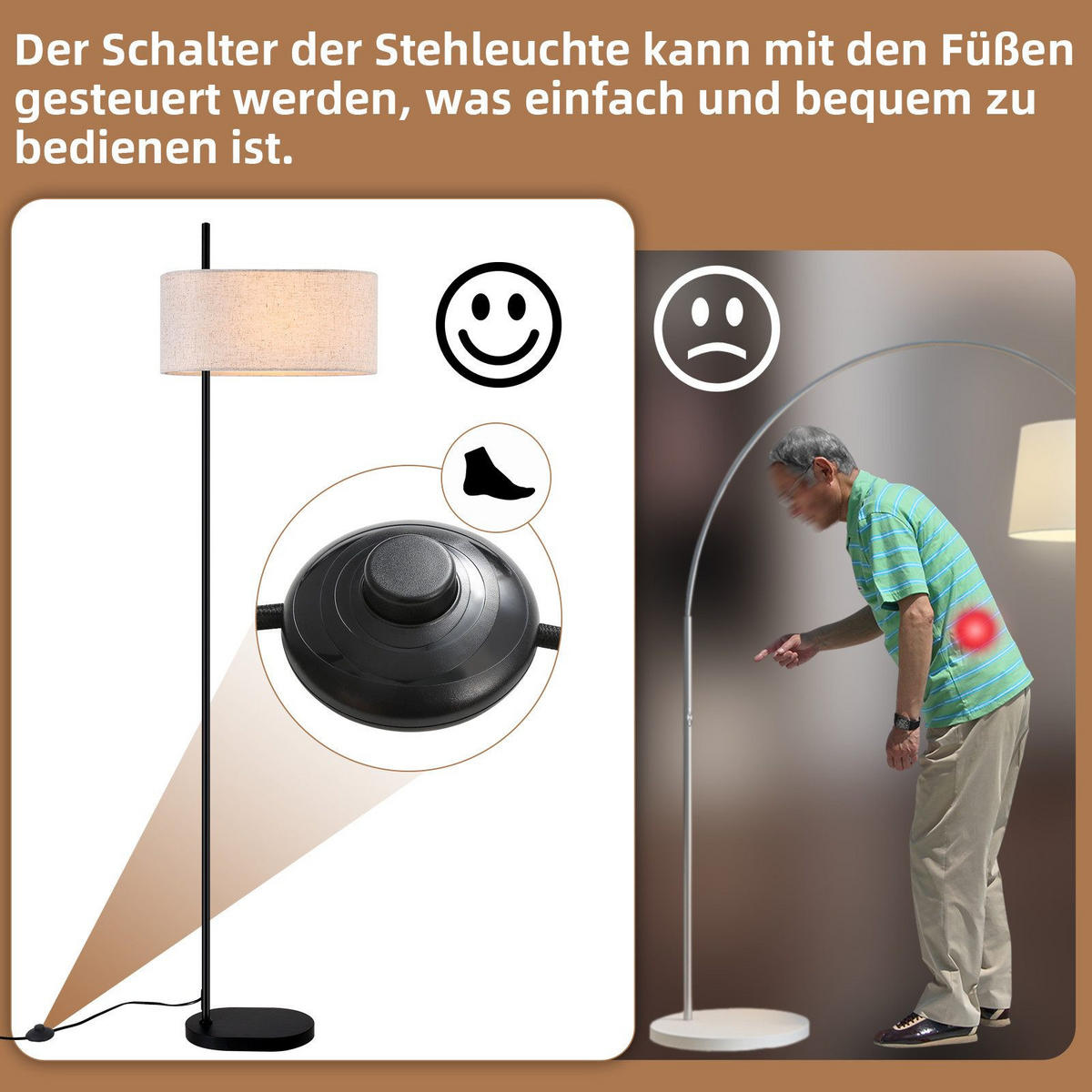 STEHLAMPE Xyvva 21.2/155.0/40.0 cm - Schwarz, Metall (40/21.2/155cm) - ZMH