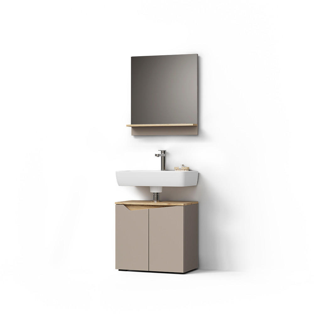 BADMÖBEL-SET Timavo Greige 2 Teile - Greige/Eiche Artisan, Holzwerkstoff (60/57/35cm) - Livinity®