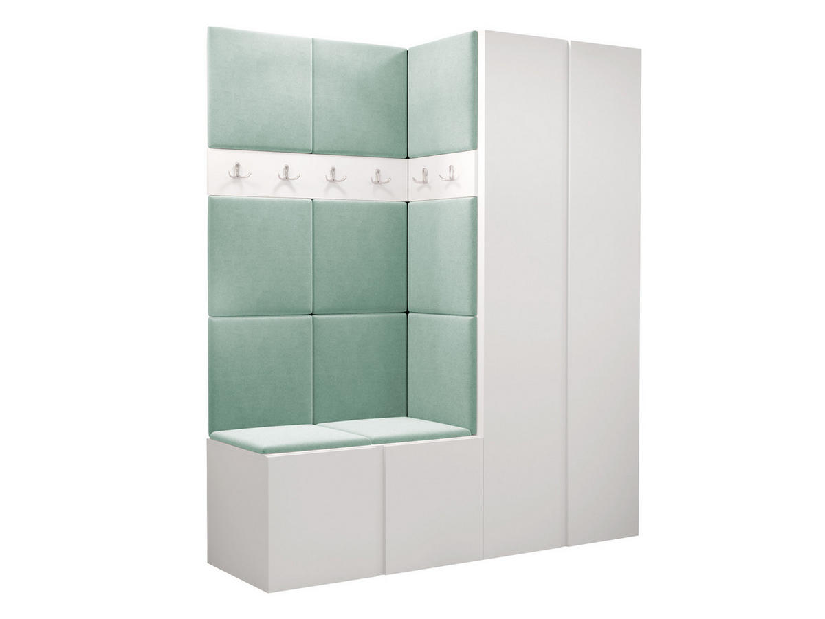 GARDEROBEN-SET Orion III - Weiß/Mintgrün, Holzwerkstoff/Kunststoff (158/186/46cm) - MIRJAN24