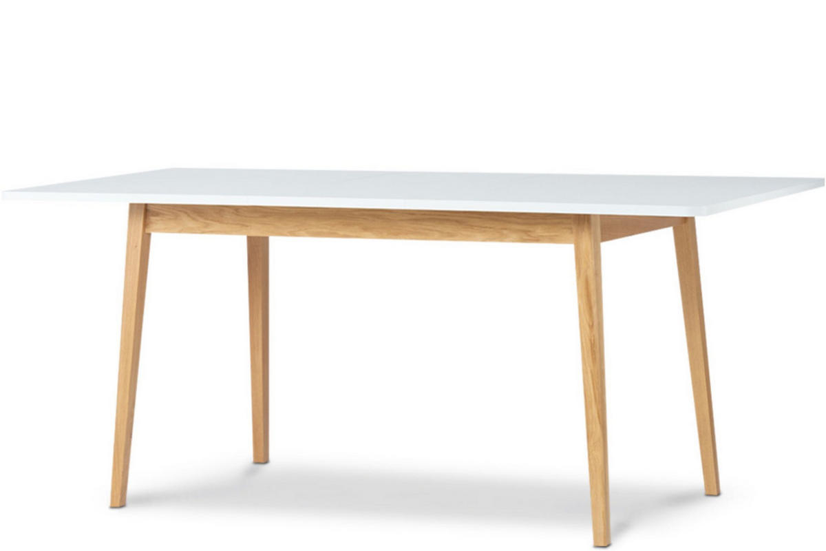 AUSZIEHBARER-ESSTISCH FRISK Skandinavischer Stil, weiß - Eichefarben/Weiß, Eichenholz/Holzwerkstoff (90/160/75cm) - KONSIMO®