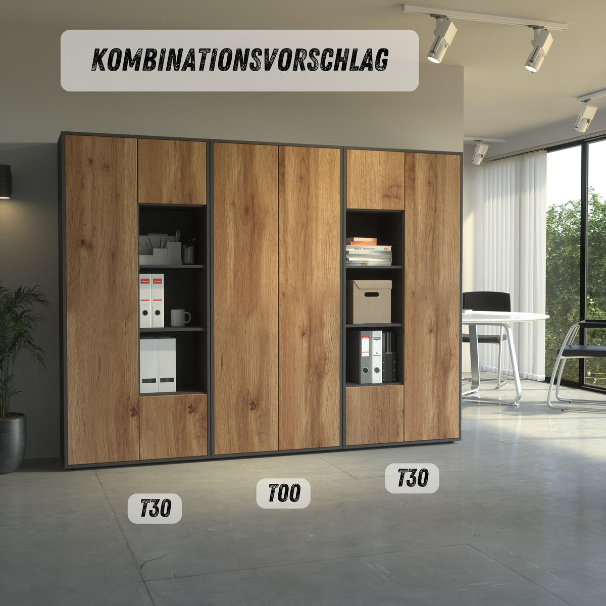 AKTENSCHRANK Amira T30 Eiche Wotan 180/80/40 cm - Eiche Wotan, Holzwerkstoff (80/180/40cm) - SIMPLYFURN