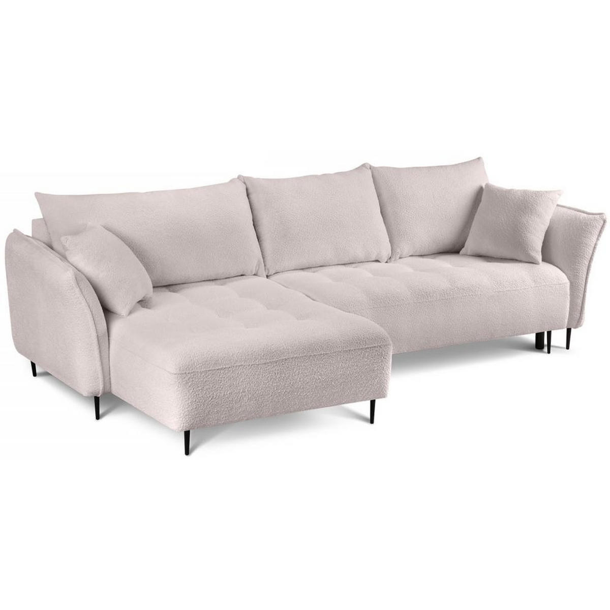 ECKSCHLAFSOFA Bari links rosa - Schwarz/Rosa, Textil (276/158cm) - Beautysofa
