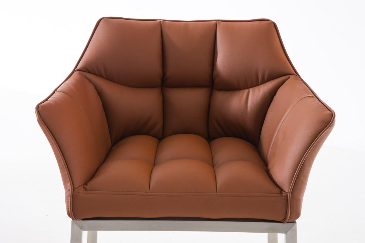 BARHOCKER Gibel Kunstleder Hellbraun Silber - Hellbraun, Leder (64/110/48cm) - DELUKE