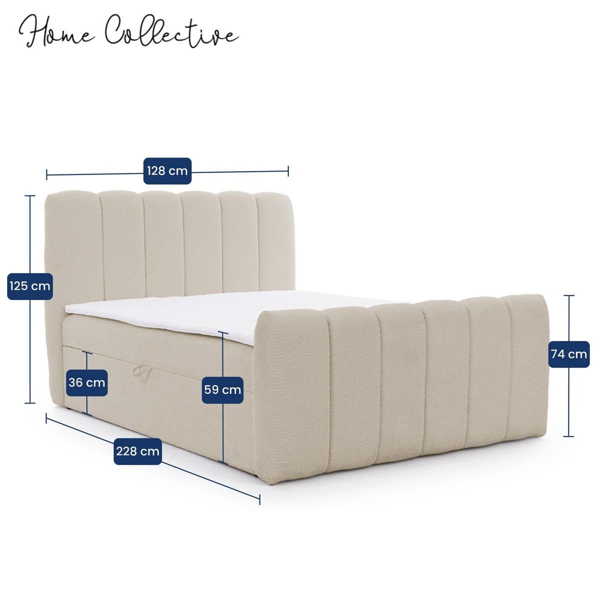 BOXBETT mit Topper und Stauraum 120x200 cm in Beige - Beige, Textil (120/200cm) - Home Collective