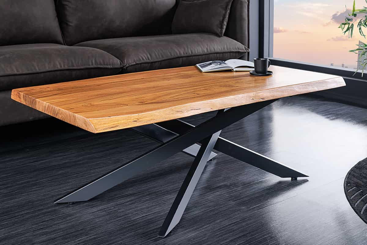COUCHTISCH MAMMUT Akazie rechteckig Braun|Natur 110cm - Goldfarben/Braun, Holz/Metall (61/110/42cm) - riess-ambiente