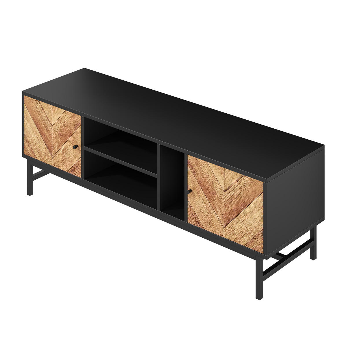 TV-MÖBEL Schwarz und Holzoptik 150/38/55 cm - Schwarz, Holzwerkstoff (38/55/150cm) - Urban Meuble