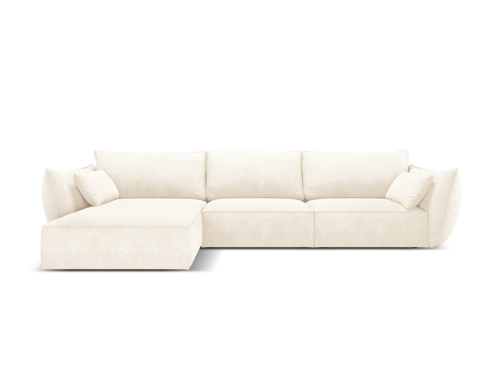 ECKSOFA links Kaelle aus Chenille-Stoff leichtes beige 4 Sitzplätze - Creme, Textil (171/308cm) - Micadoni