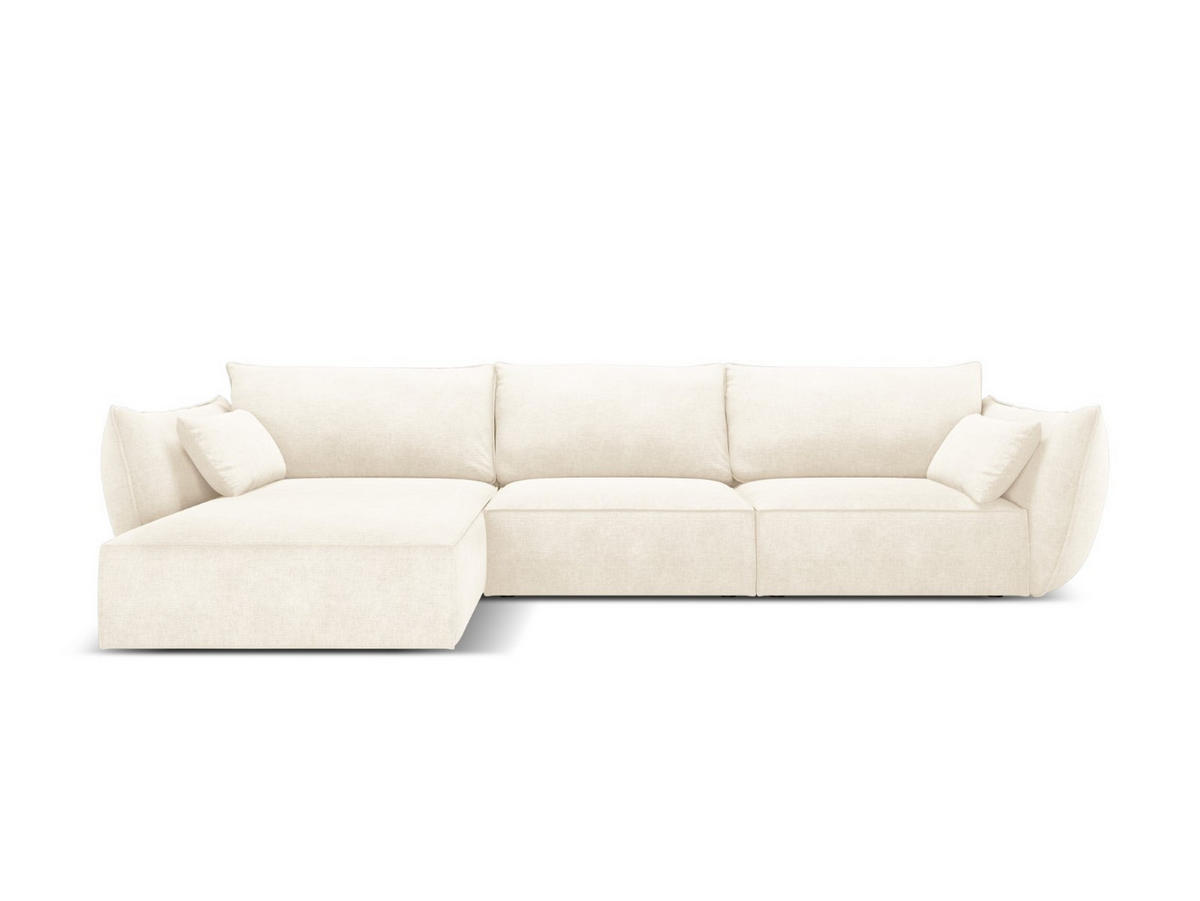 ECKSOFA links Kaelle aus Chenille-Stoff leichtes beige 4 Sitzplätze - Creme, Textil (171/308cm) - Micadoni