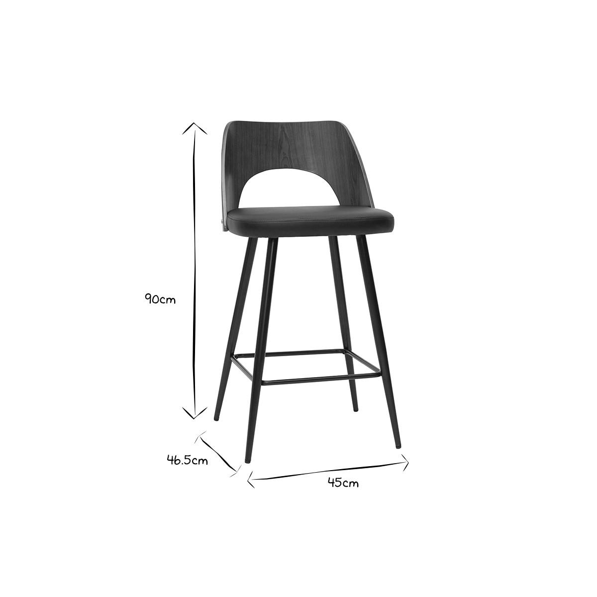 BARHOCKER Schwarz Walnuss H66,5 cm 2er-Set FALCOM - Walnussfarben, Holz (46.5/90/45cm) - Miliboo