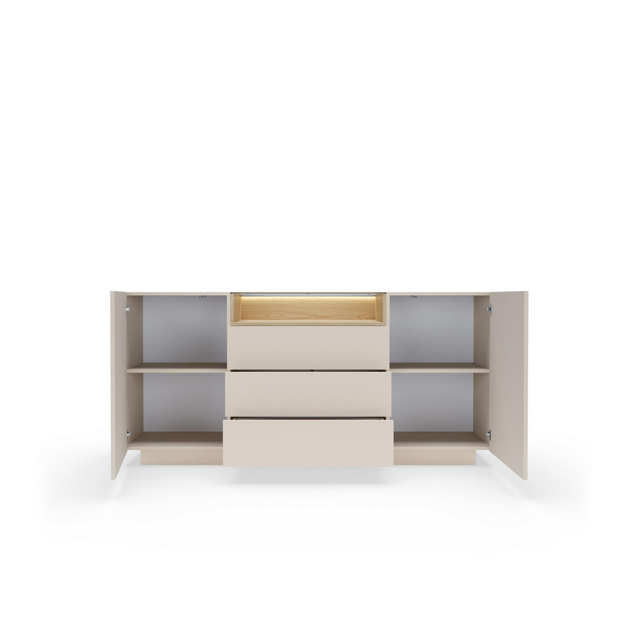KOMMODE PORTA 176,4/83/39,5cm mit 3 Schubladen 2 Türen Beige - Eichefarben/Beige, Holzwerkstoff (176.4/83/39.5cm) - MASSENO