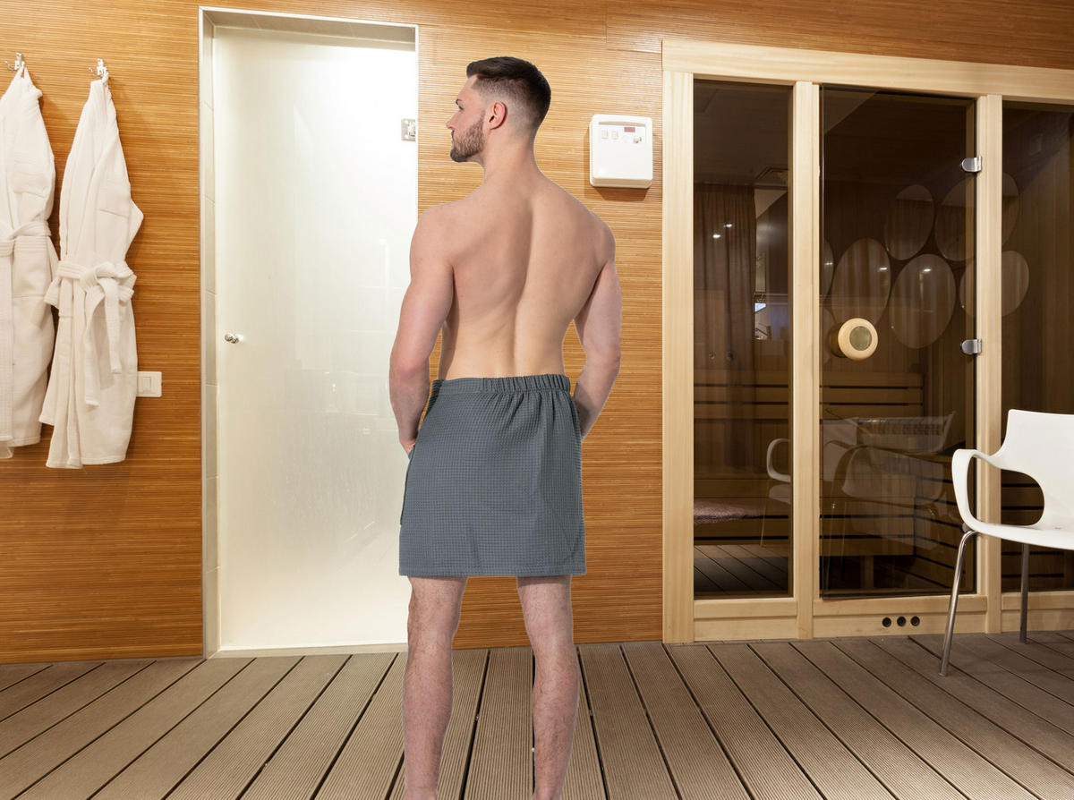 BADEMANTEL, Universalgröße, 100% Baumwolle, Grau - Anthrazit, Textil (Einheitsgrößecm) - Zollner