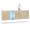 SIDEBOARD Cuba Türen in Eiche sägerau - Eiche San Remo, Holzwerkstoff (182/53/35cm) - Vladon