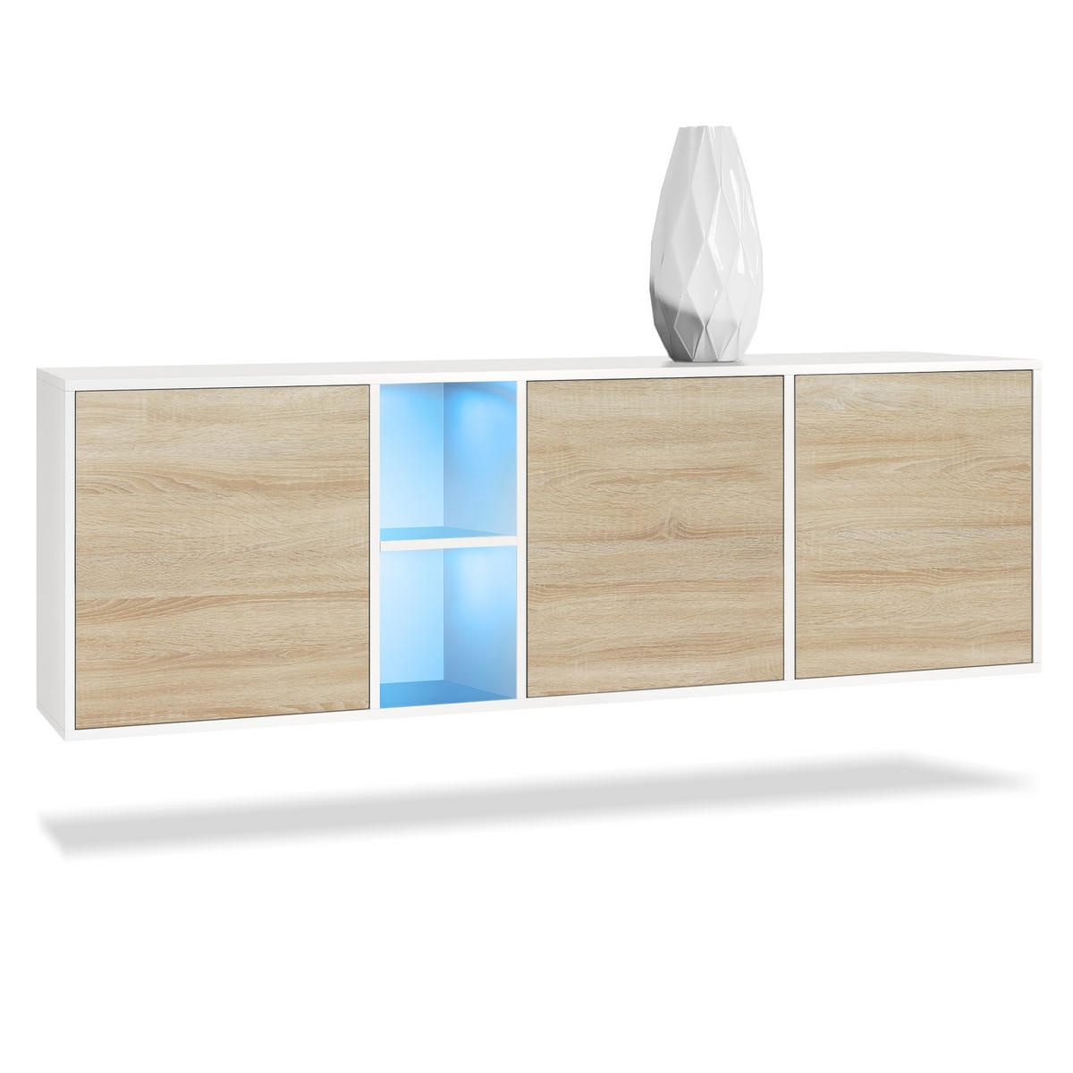SIDEBOARD Cuba Türen in Eiche sägerau - Eiche San Remo, Holzwerkstoff (182/53/35cm) - Vladon
