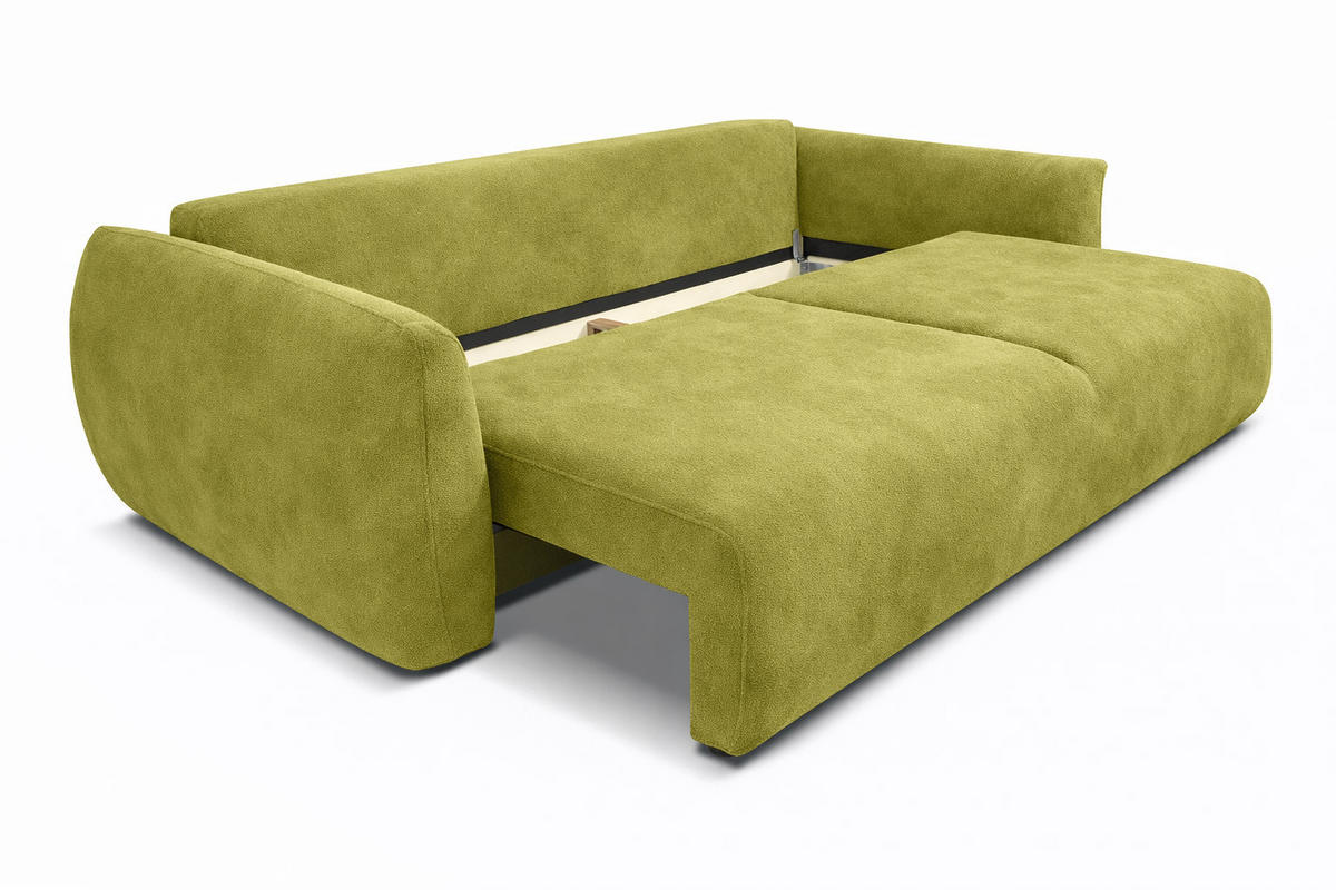 SOFA Mit Schlaffunktion Und Bettkasten, Veloursstoff Salvador, Olive, Zephira - Olivgrün, Holz (238/87/102cm) - Kaiser Möbel