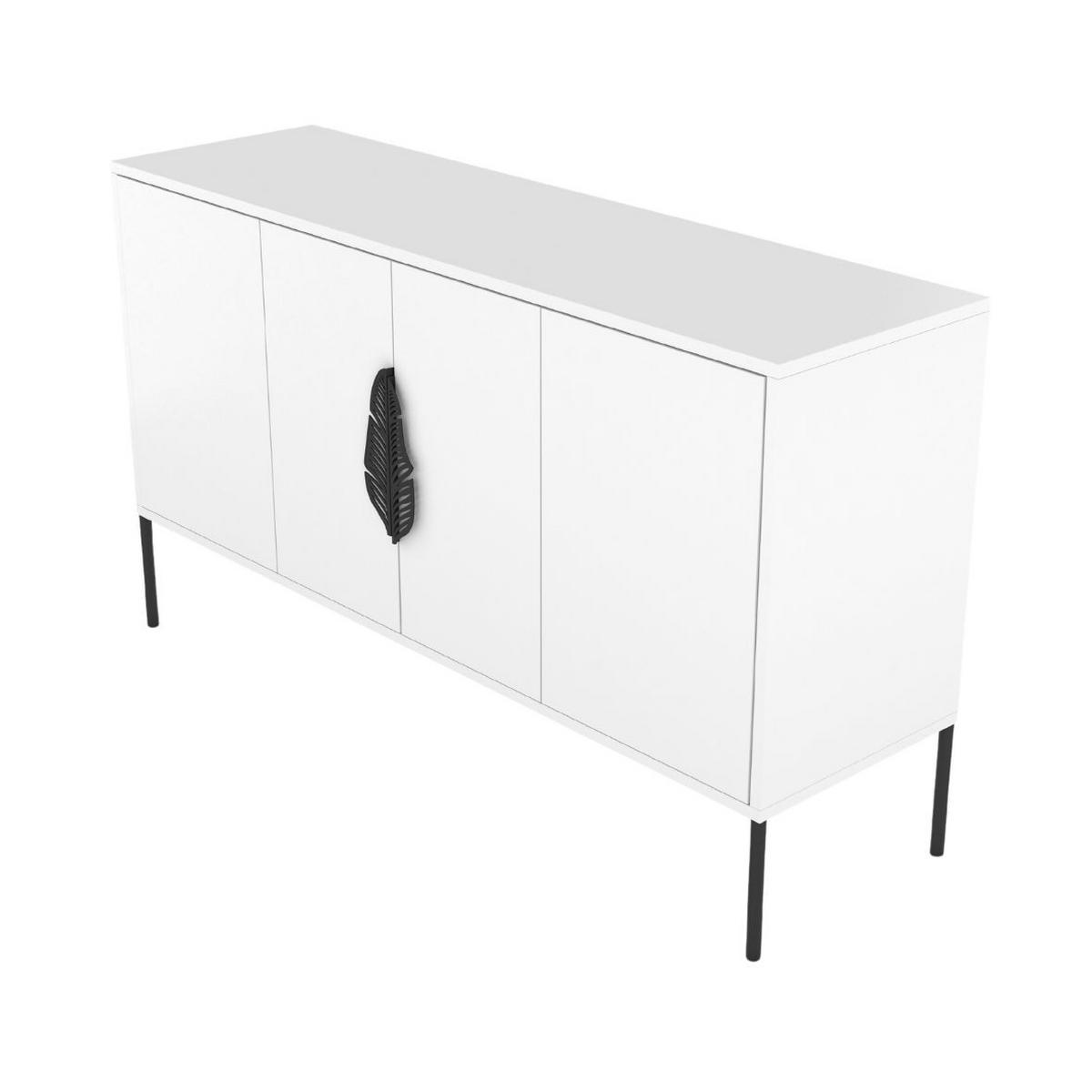 SIDEBOARD Merlin, Weiß, Schwarze Details - Schwarz/Weiß, Holzwerkstoff/Metall (138/79/40cm) - Skandica