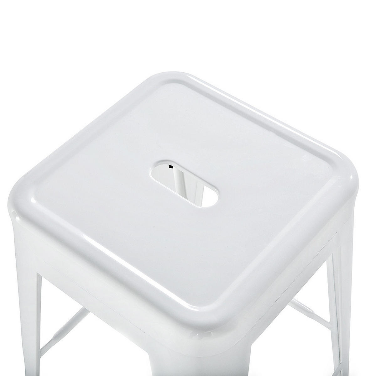 HOCKER 2er-Set Metall Weiß Cabrillo - Weiß, Metall (30/60/34cm) - Beliani