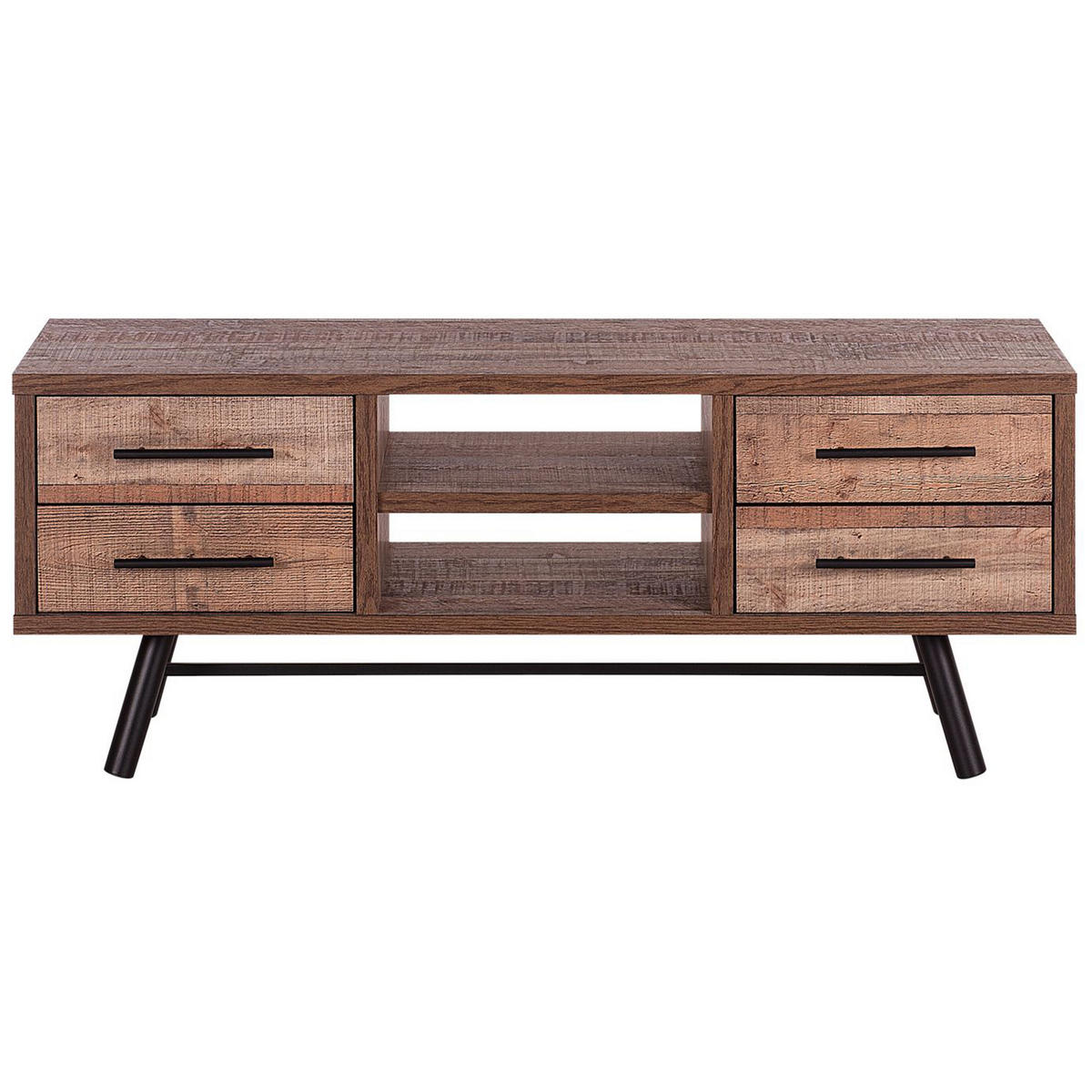TV-MÖBEL Hellbraun, Schwarz ATLANTA 40/127/51 cm - Hellbraun, Holzwerkstoff (127/51/40cm) - Beliani